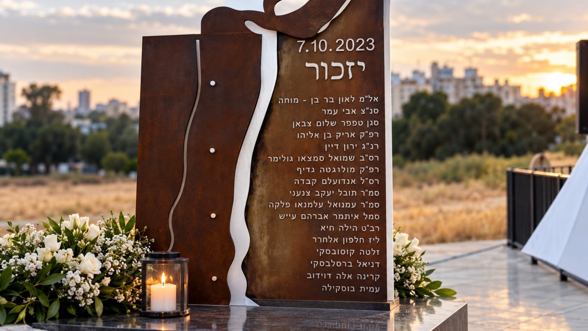 שמות המונצחים באנדרטה (עריכה באמצעות בינה מלאכותית - צילום עיריית קריית גת)